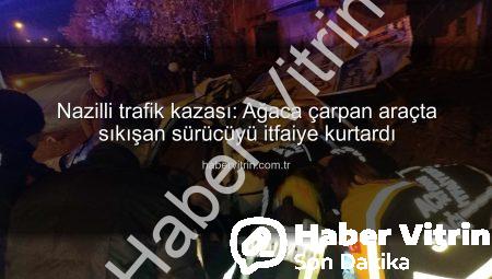 Nazilli trafik kazası: Ağaca çarpan araçta sıkışan sürücüyü itfaiye kurtardı