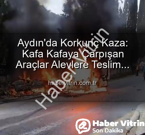 Aydın kaza - Aydın'da Korkunç Kaza: Kafa Kafaya Çarpışan Araçlar Alevlere Teslim Oldu, 2 Yaralı