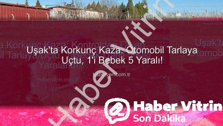 Uşak’ta Korkunç Kaza: Kontrolden Çıkan Otomobil Tarlaya Uçtu, 1 Bebek Dahil 5 Kişi Yaralandı